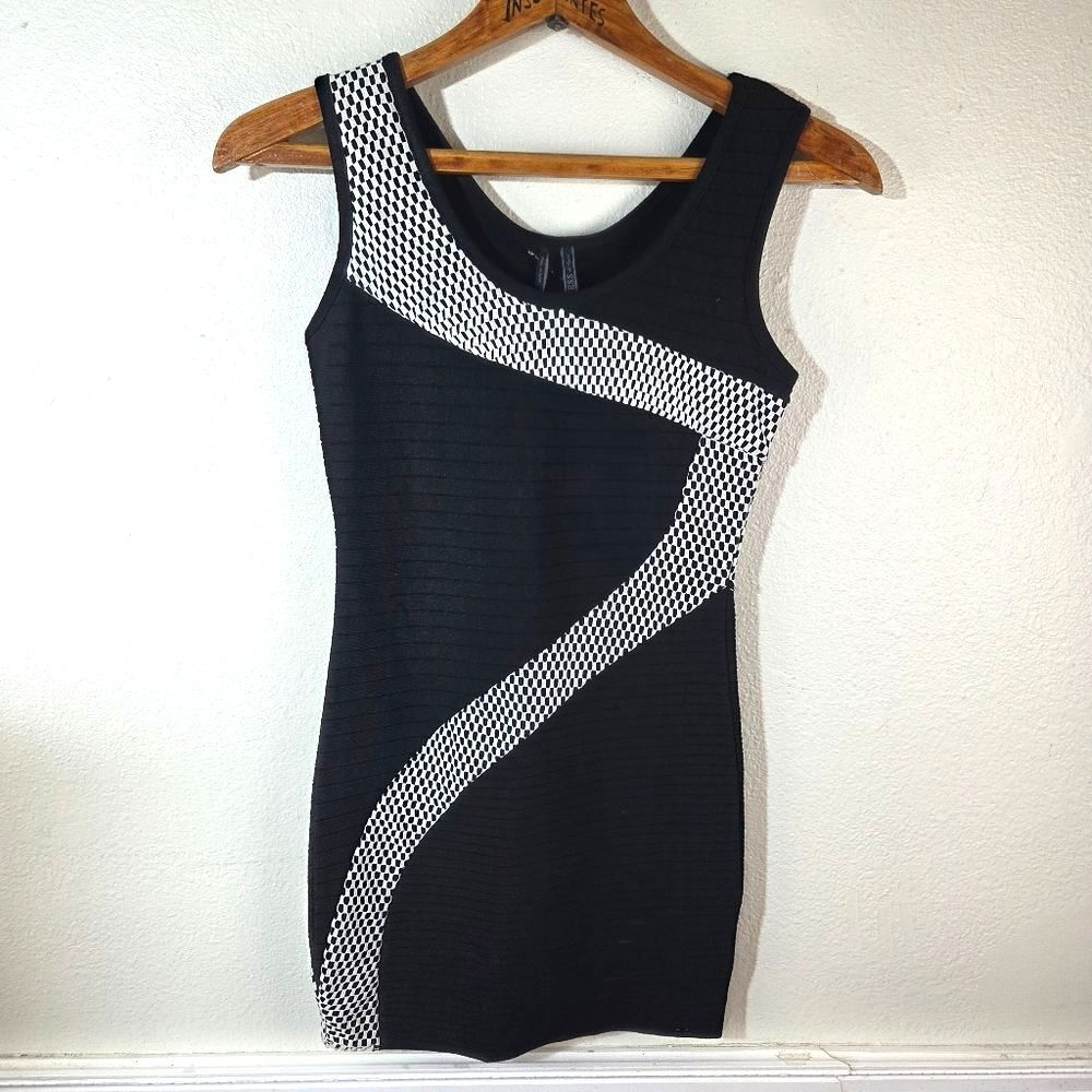 Women's Guess Bodycon Snatched Elegant Black and White Mesh Women's Dress Size S - Picture 8 of 10